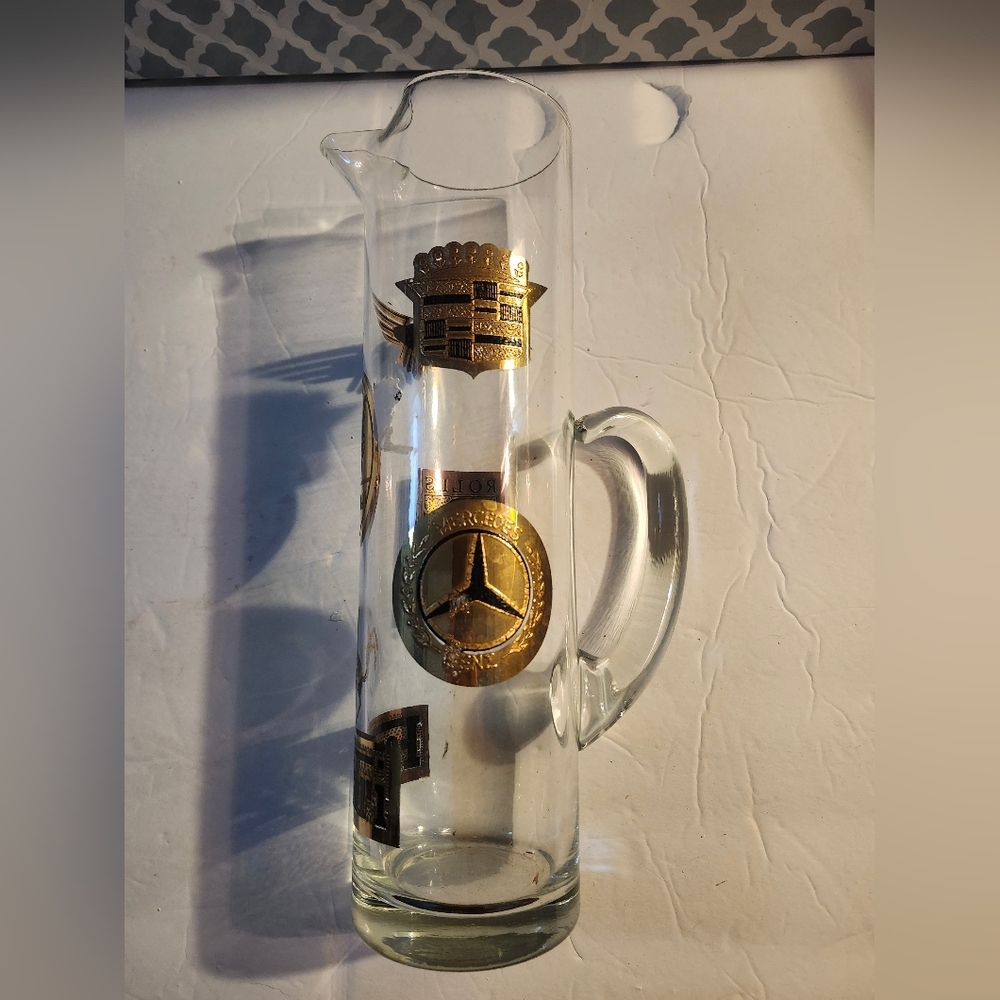 Mercedes-Benz Glass Pitcher with Gold Accents